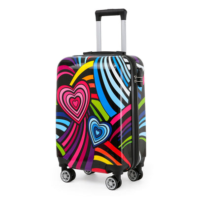 Hardside Shell Suitcase Set Printed Luggage Lightweight Cabin Travel Bag
