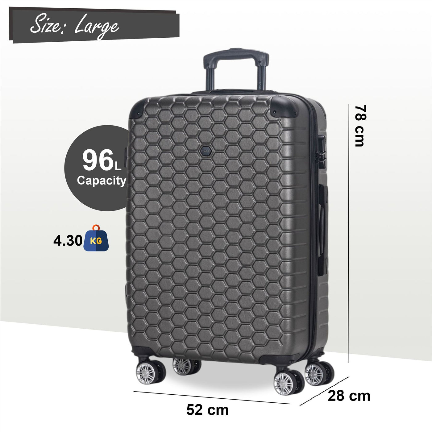 Expandable Hard Shell ABS 8 Wheel Luggage Travel Cabin Holiday Bags Suitcase Set