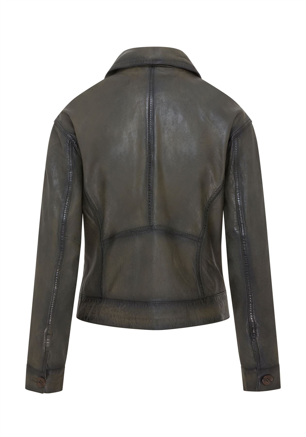 Womens Retro Biker Leather Jacket - Kopervik