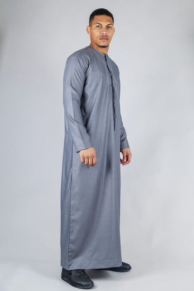 Men's Thobe Emirati Islamic Jubba Robe Eid Tassel Slim Fit