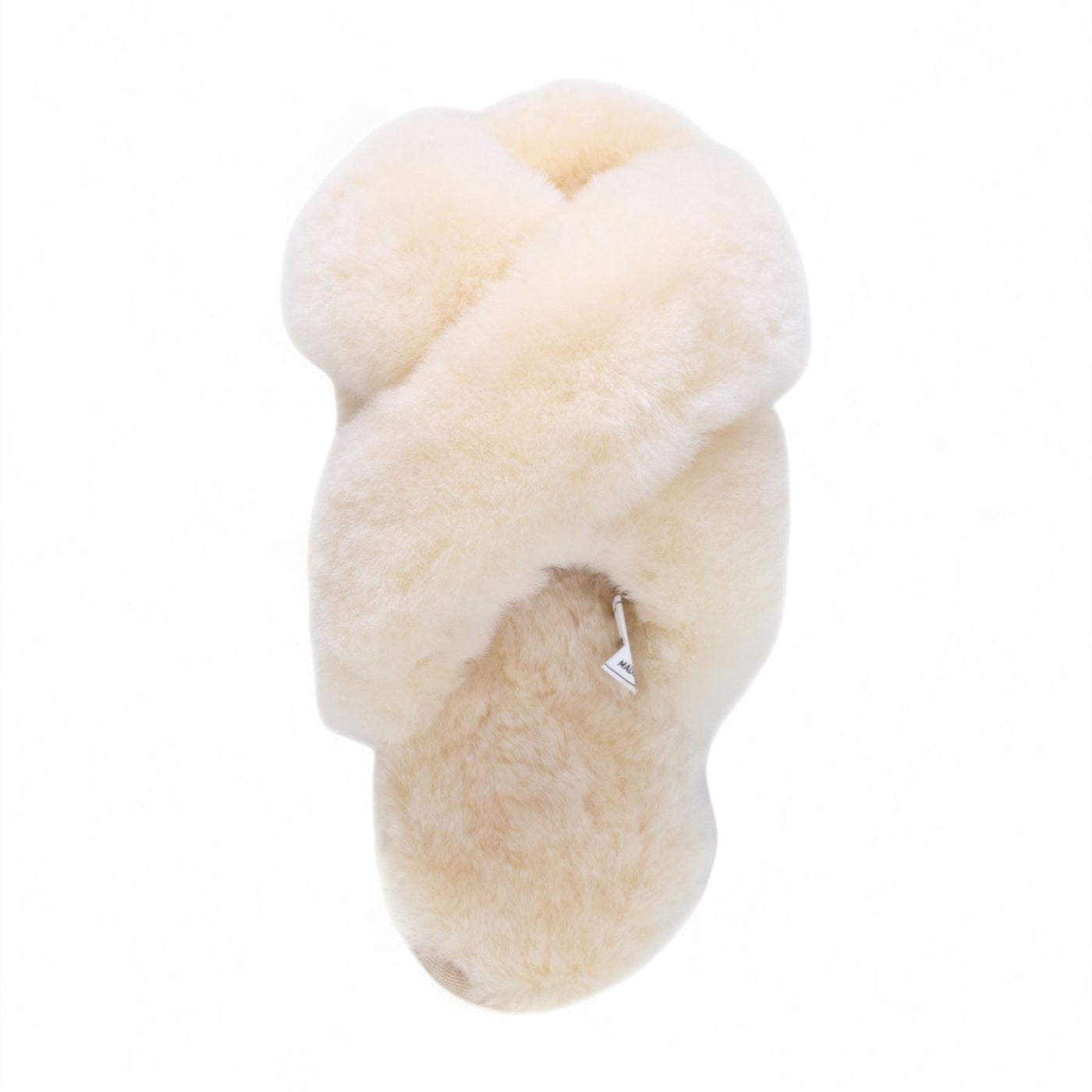 Women's Sheepskin Slippers Beige Warm Winter Fur Crossover - Snowbelle