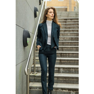 Women's Olive Three-Piece Tailored Fit Suit in Prince of Wales Check