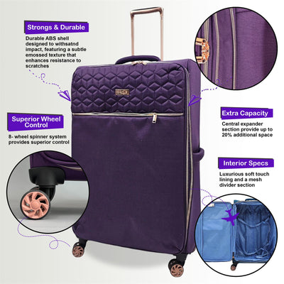 Cabin 4 Wheel Luggage Travel Soft Lightweight Bags