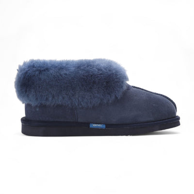 Women's Sheepskin Suede Ankle Navy Slip-On Bootie Winter - Glacier