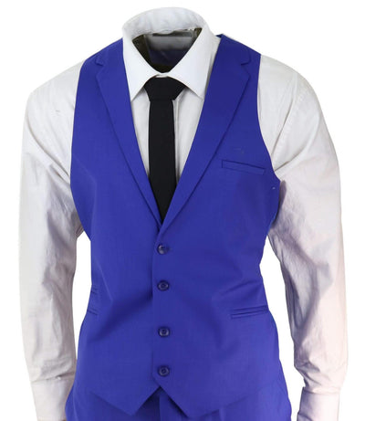 Mens 3 Piece Royal Blue Tailored Fit Complete Suit Best Man Groom Prom Wedding