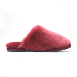 Women's Sheepskin Slippers Burgundy Warm Winter Fur Mule - Aurora