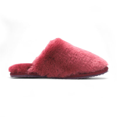 Women's Sheepskin Slippers Burgundy Warm Winter Fur Mule - Aurora
