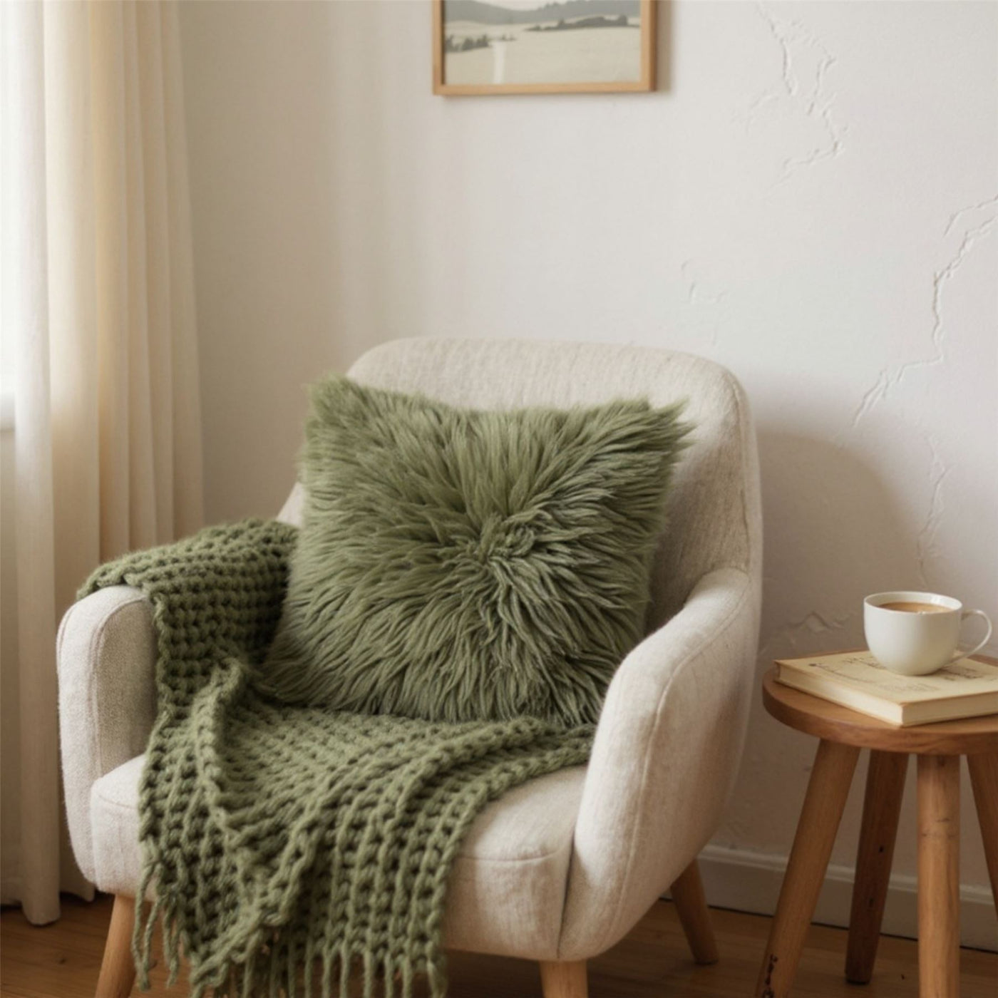 Luxury Genuine Sheepskin  40x40cm Real Wool Single Sided Cushion