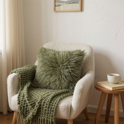 Luxury Genuine Sheepskin  40x40cm Real Wool Single Sided Cushion