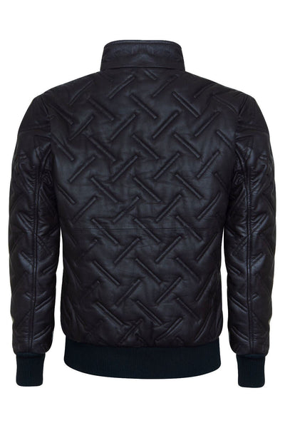 Mens Quilted Leather Bomber Jacket - Taunton - Upperclass Fashions 