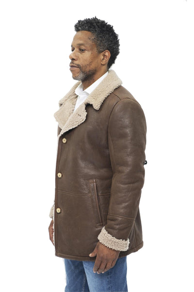 Mens Classic Sheepskin Leather Crombie Jacket-Kimberley