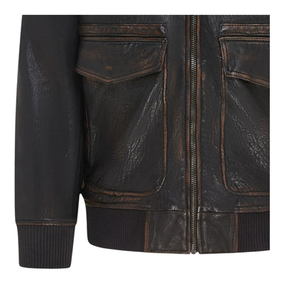 Men's Leather Bomber Sheepskin Collar G-1 Aviator Jacket - Linear