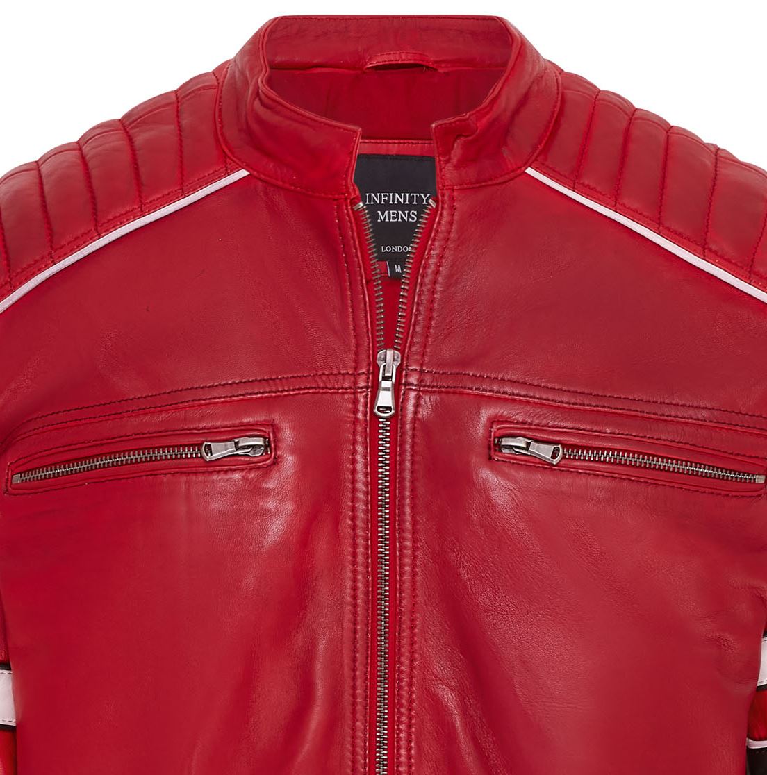 Mens Quilted Leather Biker Racing Jacket- Brevik