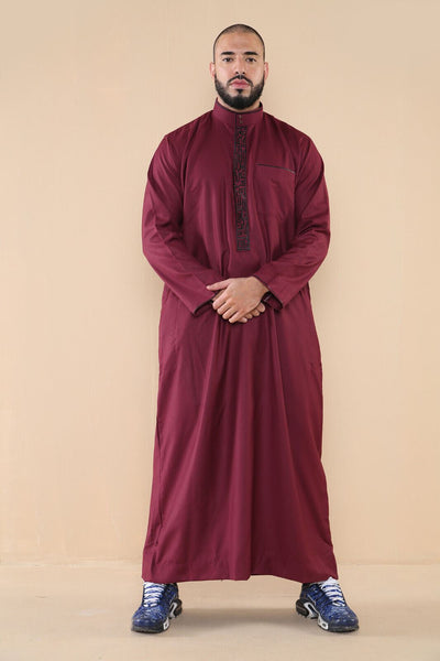 Mens Thobe Jubba Emirati Islamic Arabic Eid Embroidery Kaftan Jubbah Robe