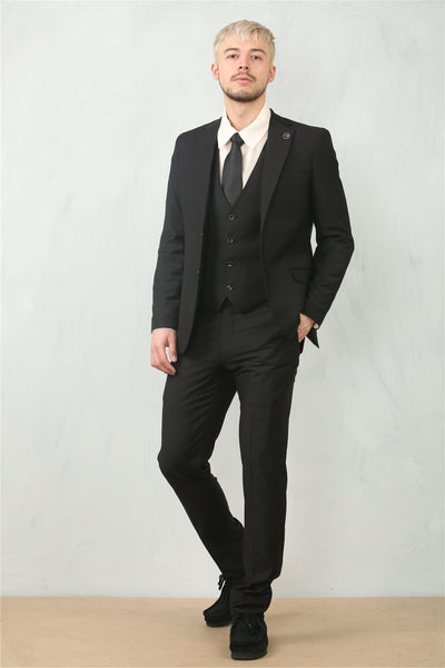 Men's Black 3 Piece Formal Classic Prom Suit Workwear