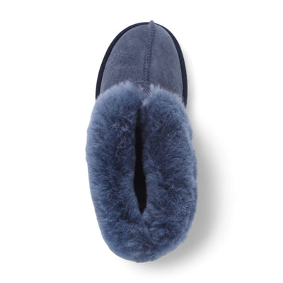 Women's Sheepskin Suede Ankle Navy Slip-On Bootie Winter - Glacier