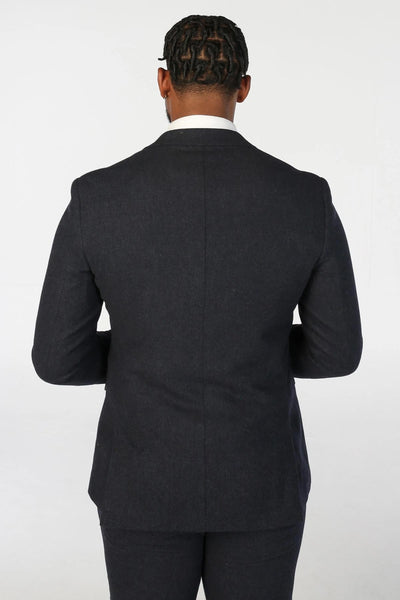 Men's Navy Blue Wool Blend Tweed Formal Blazer