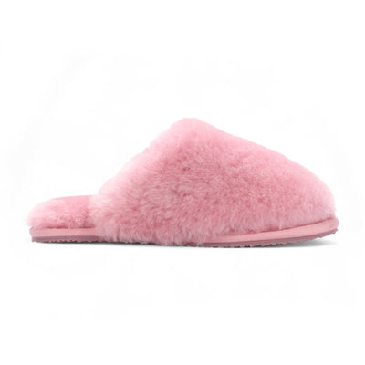 Women's Sheepskin Slippers Pink Warm Winter Fur Mule - Aurora