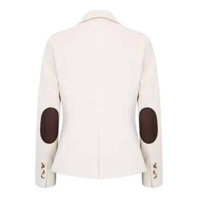 Women's Cream 2 Piece Set Wool Blend Tweed Blazer Waistcoat