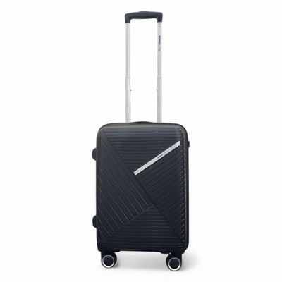 Robust PP Hard Shell Black 8 Wheels Luggage Travel Holiday Cabin Suitcase Set