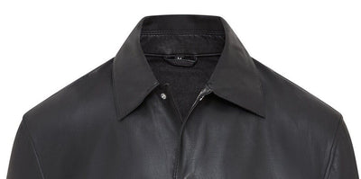 Mens Black Leather Trucker Western Unlined Shirt Jacket - Abilene