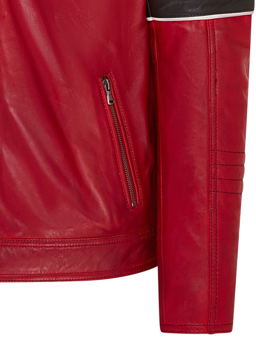 Mens Quilted Leather Biker Racing Jacket- Brevik