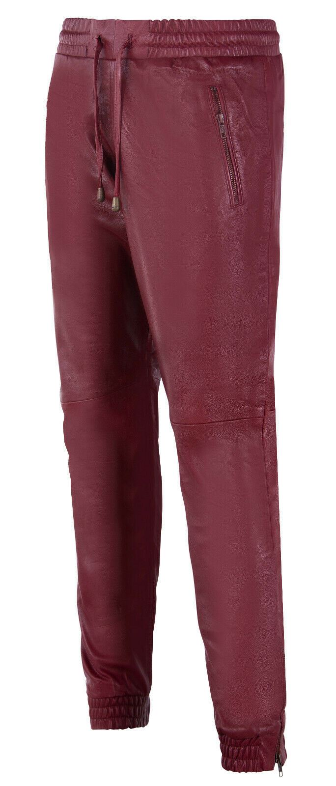 Mens  Leather Jogging Bottoms-Boston
