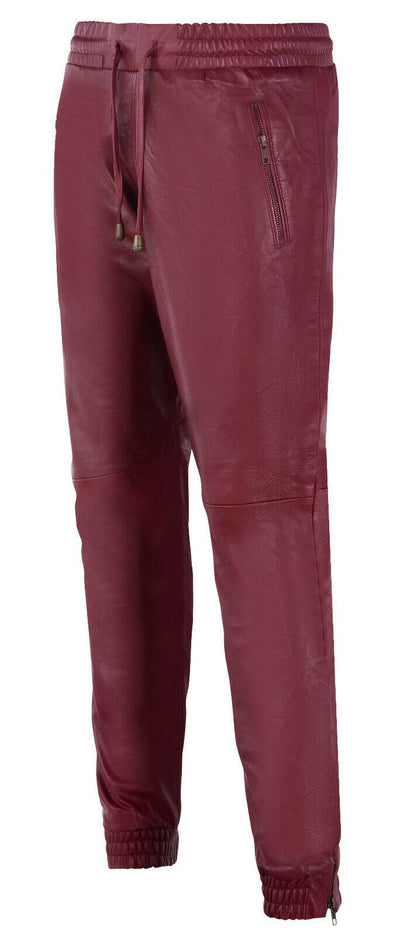 Mens  Leather Jogging Bottoms-Boston