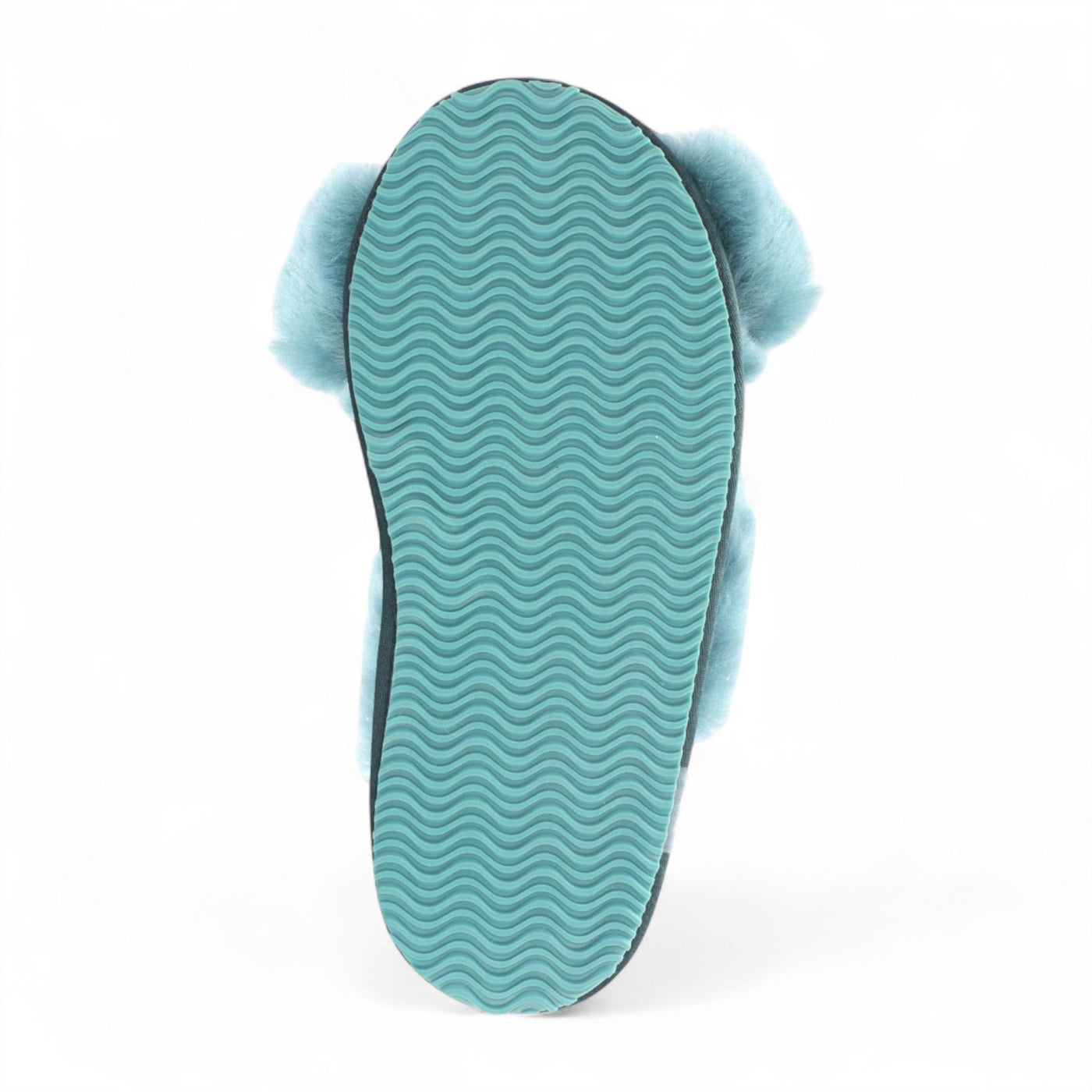 Women's Sheepskin Slippers Teal Warm Winter Fur Crossover - Snowbelle