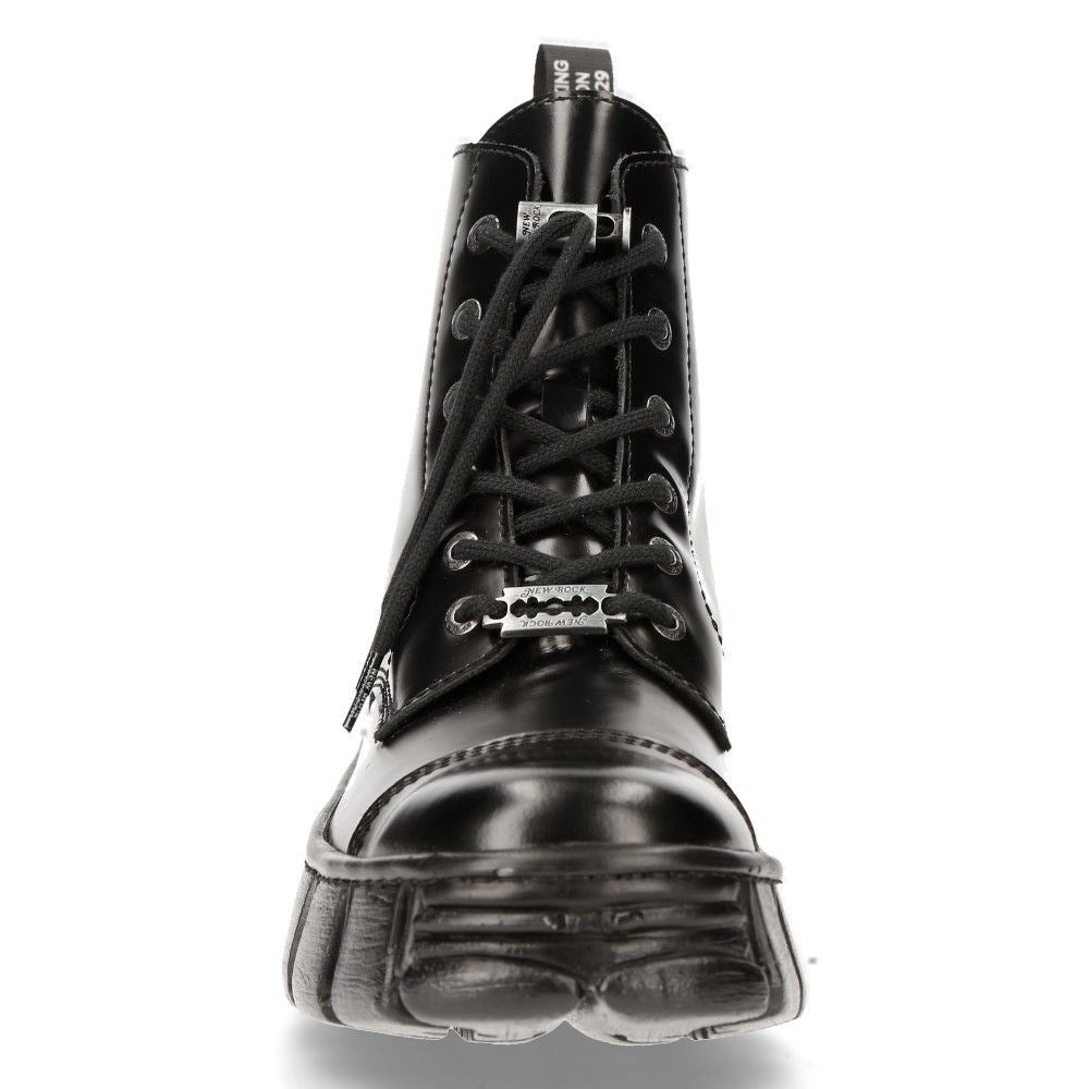 New Rock Leather Gothic Biker Ankle Boots- M-WALL005N-C6