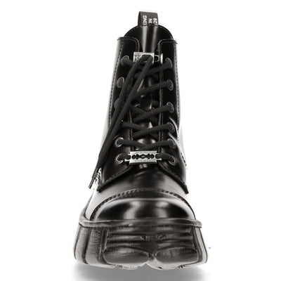 New Rock Leather Gothic Biker Ankle Boots- M-WALL005N-C6