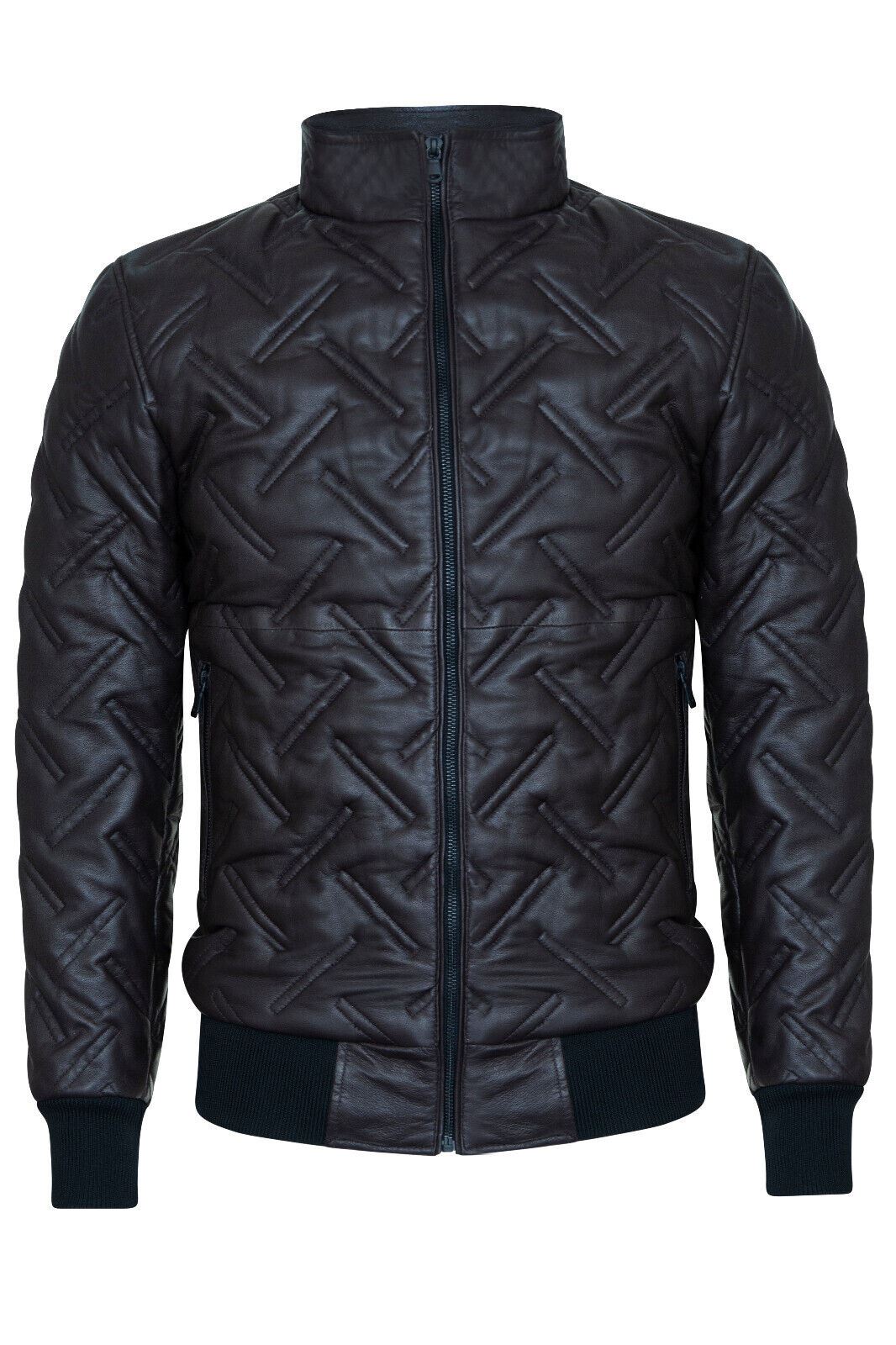 Mens Quilted Leather Bomber Jacket - Taunton - Upperclass Fashions 