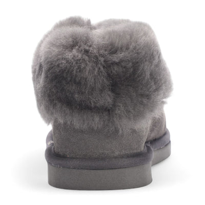Women's Sheepskin Suede Ankle Grey Slip-On Bootie Winter - Glacier