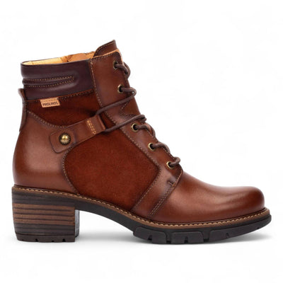 Pikolinos Women’s Cuero Brown Leather Zip & Lace Up Heel Ankle Boots - San Sebastia