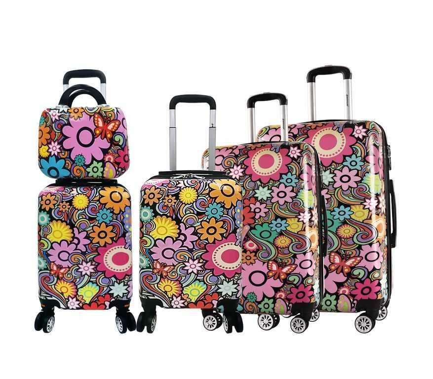 Printed Hard Shell Dual 4 Wheel Luggage Suitcase