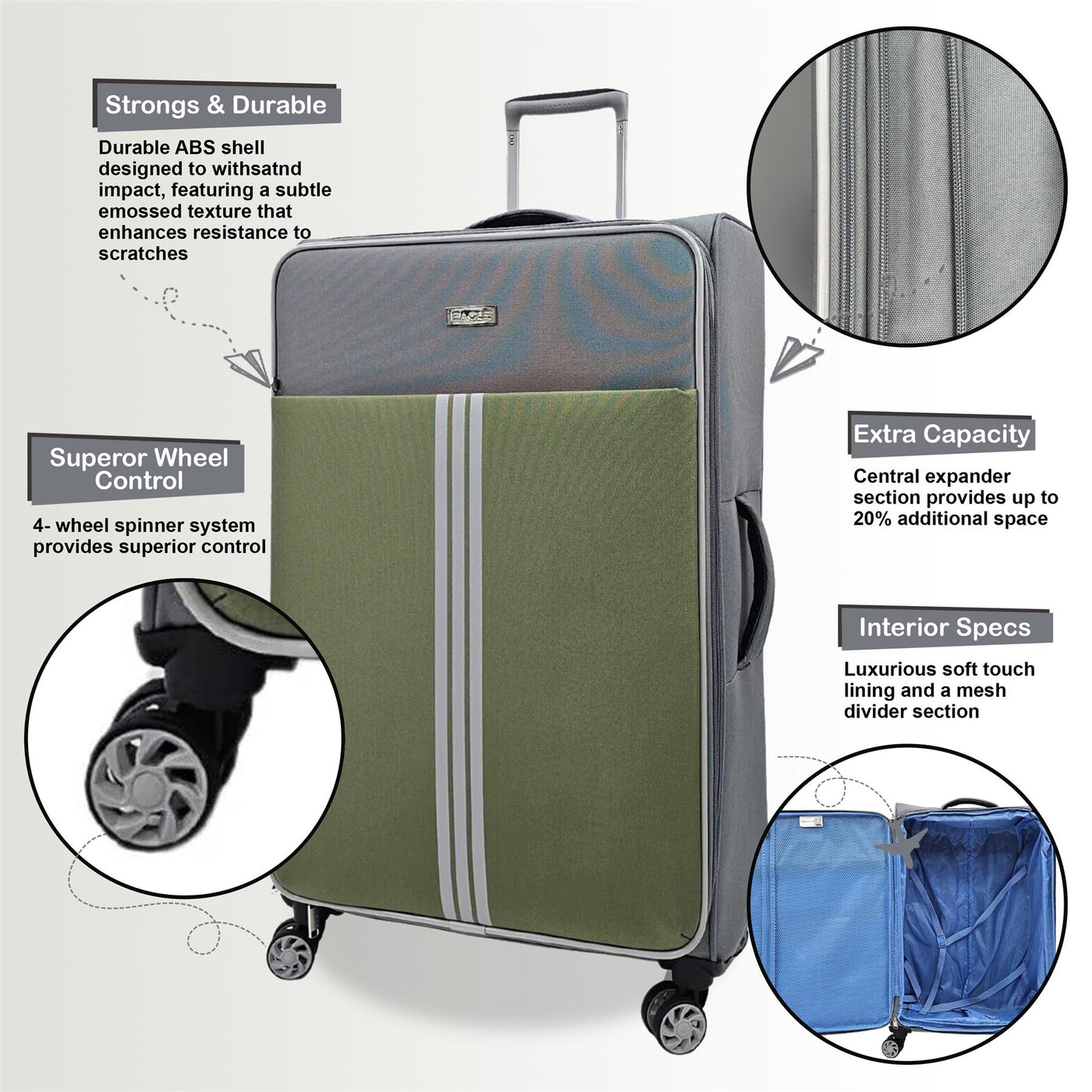 Lightweight Cabin 4 Wheel Soft Luggage Travel Bag