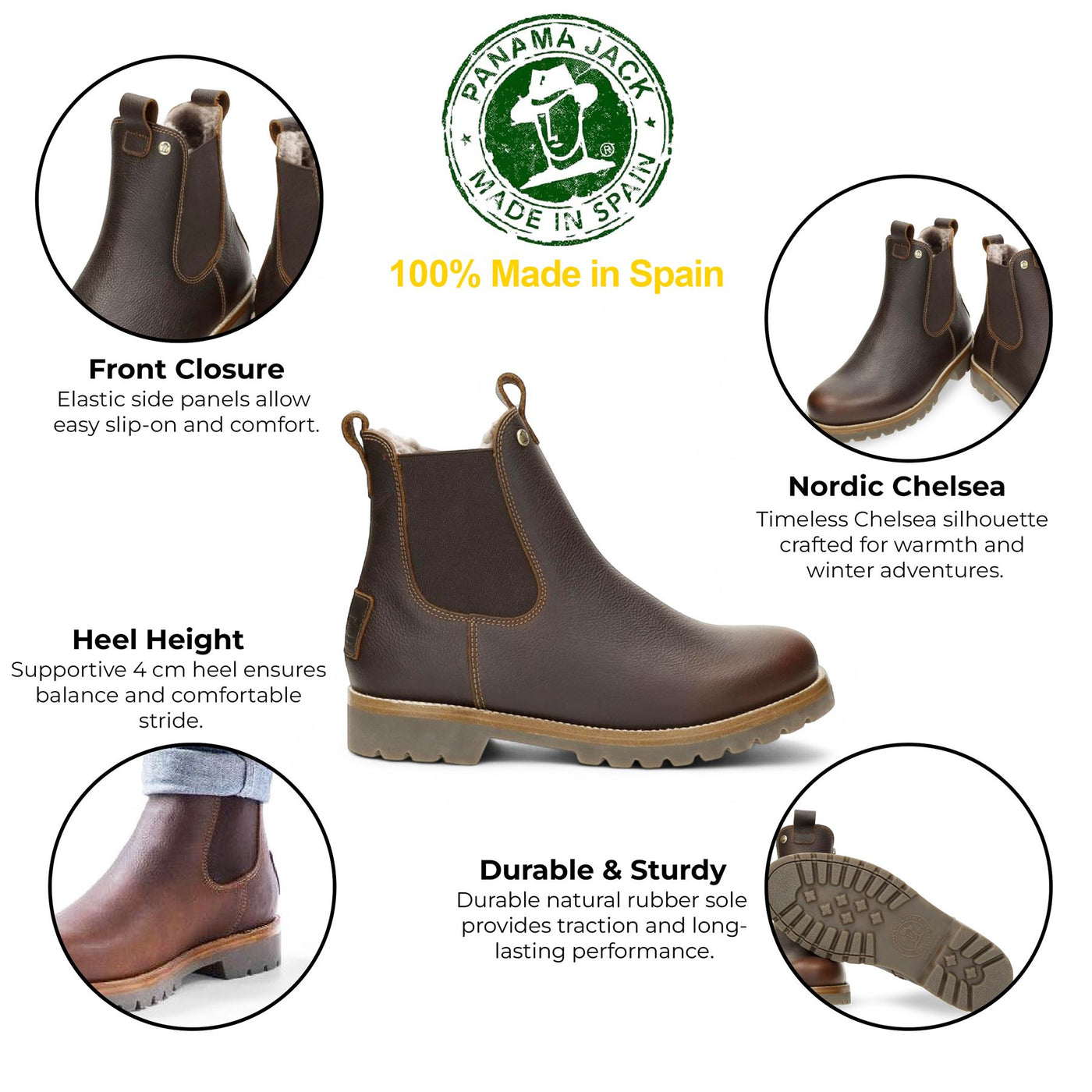 Panama Jack Men's Beny Igloo C2 Chestnut Waterproof Leather Chelsea Boots