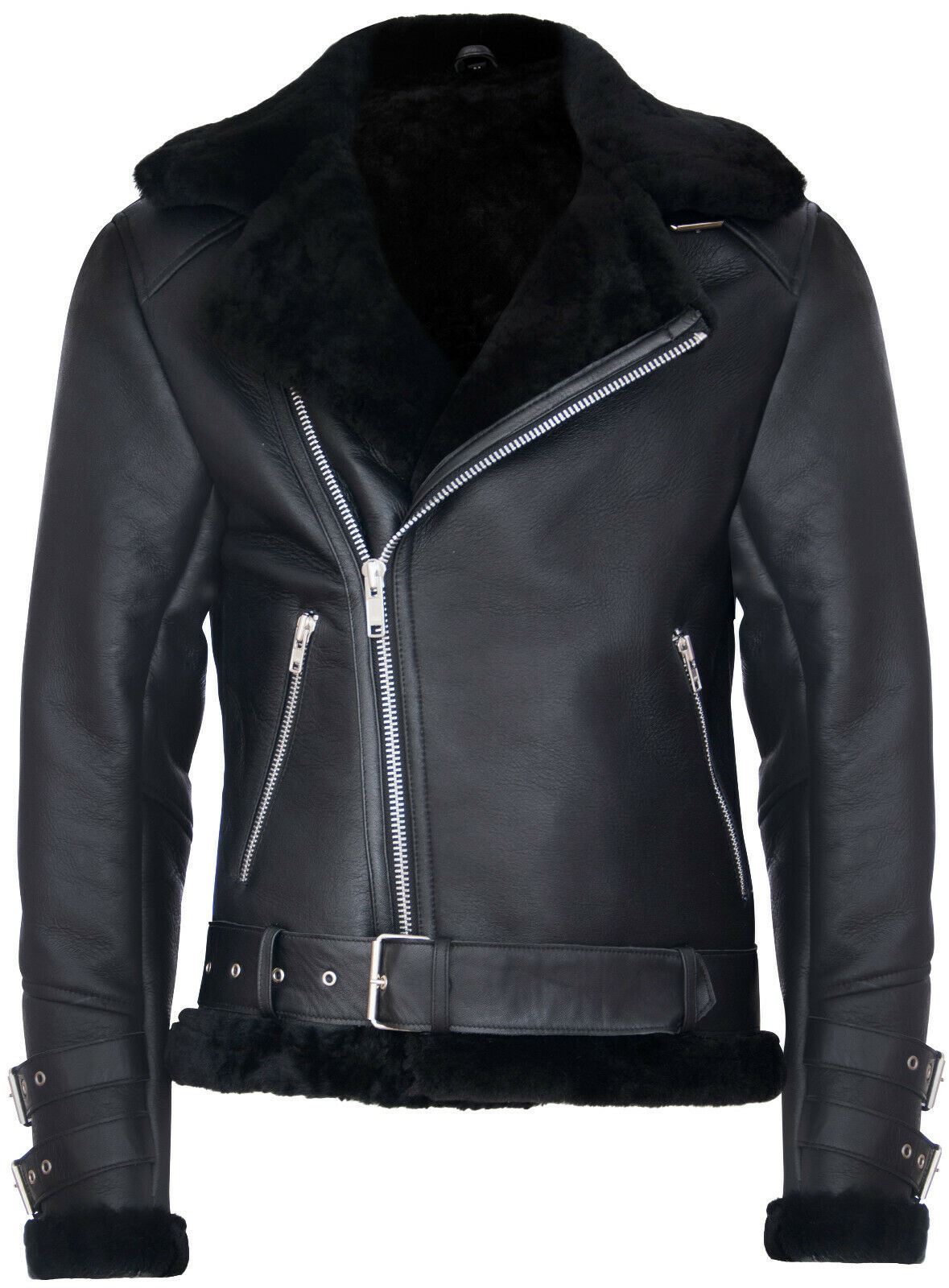 Mens Sheepskin Leather Biker Jacket-Edmonton