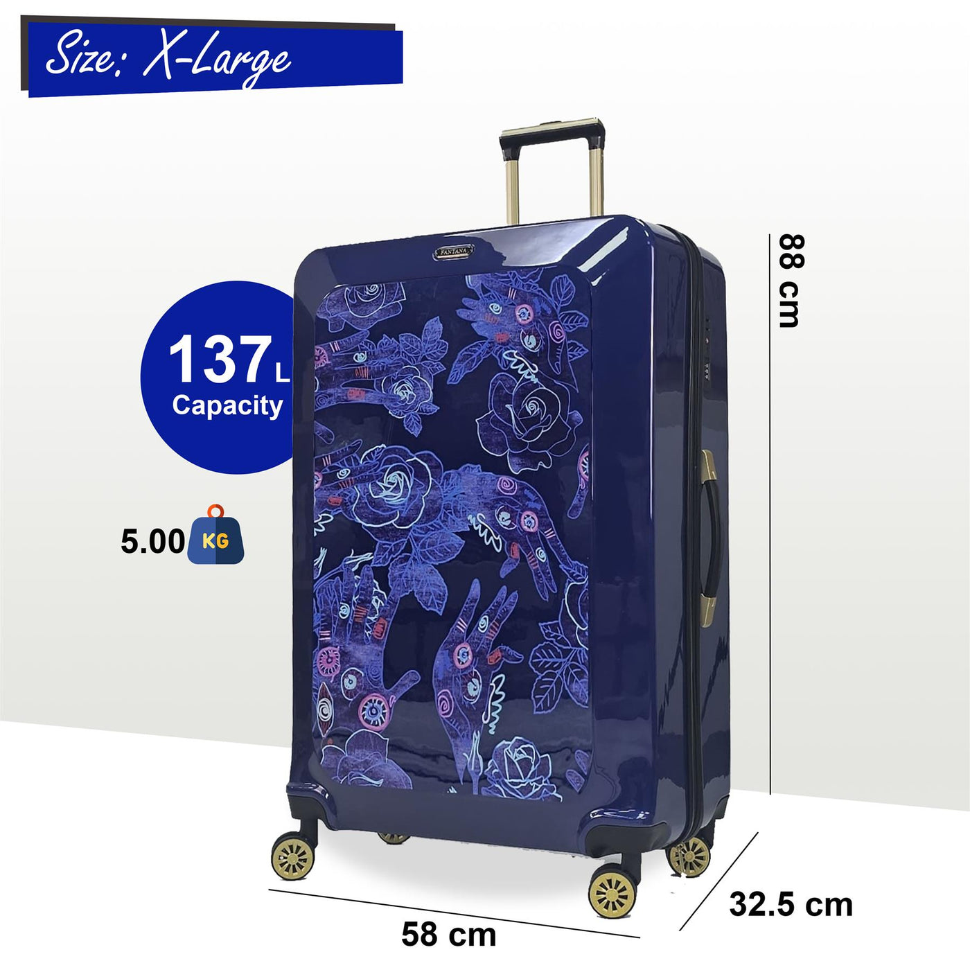 Hard Shell Flower Print Suitcase Luggage Set