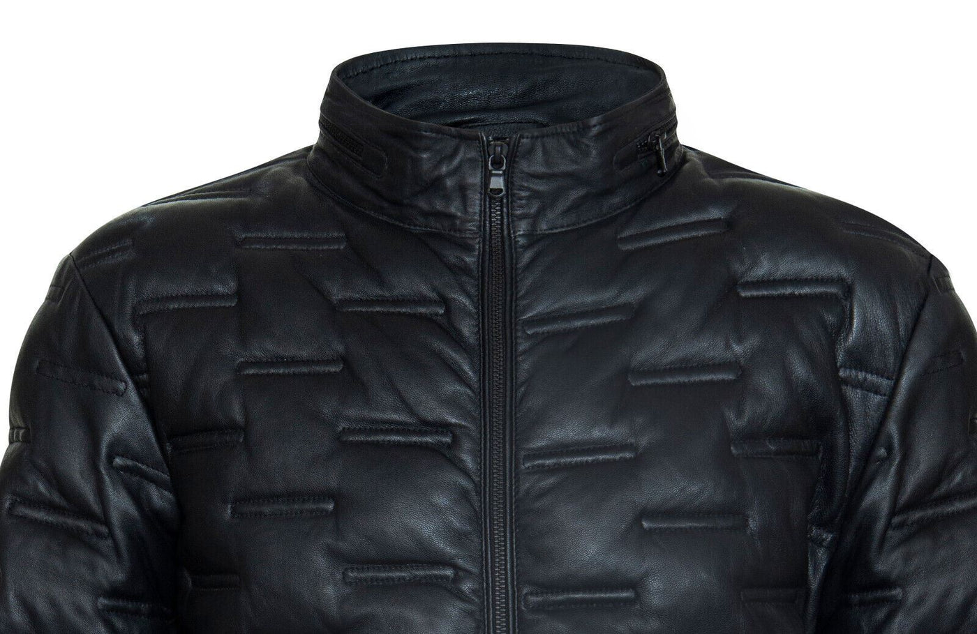 Men's Puffer Quilted Bomber Leather Jacket - Recife