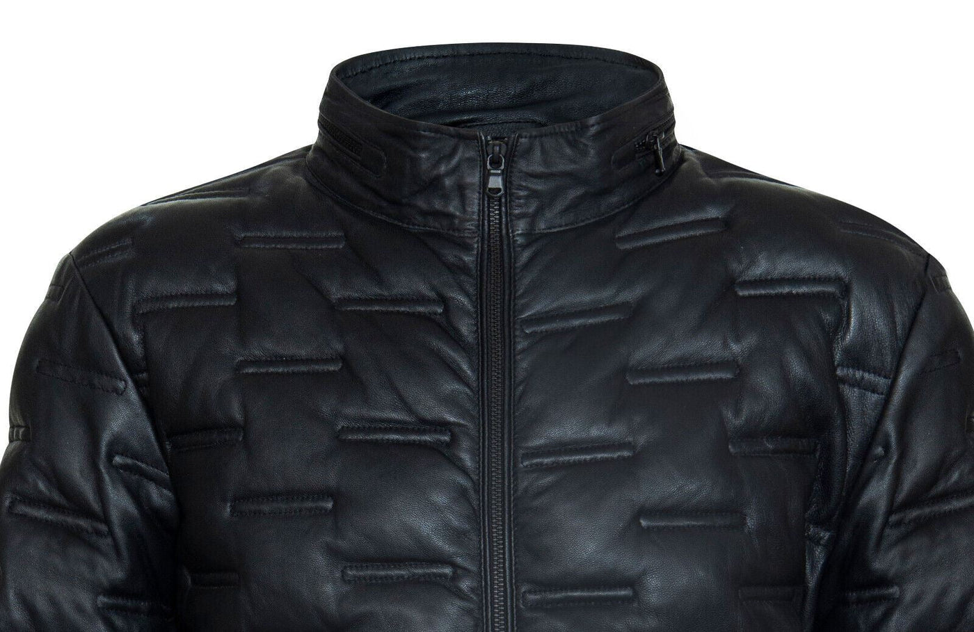 Mens Quilted Puffer Leather Bomber Jacket - Torpoint - Upperclass Fashions 