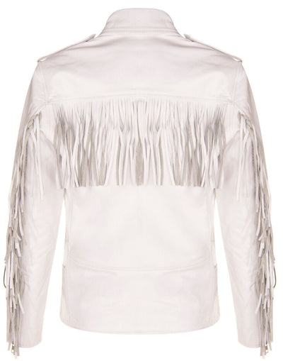 Mens Fringe Hide Leather Biker Jacket- Tokyo