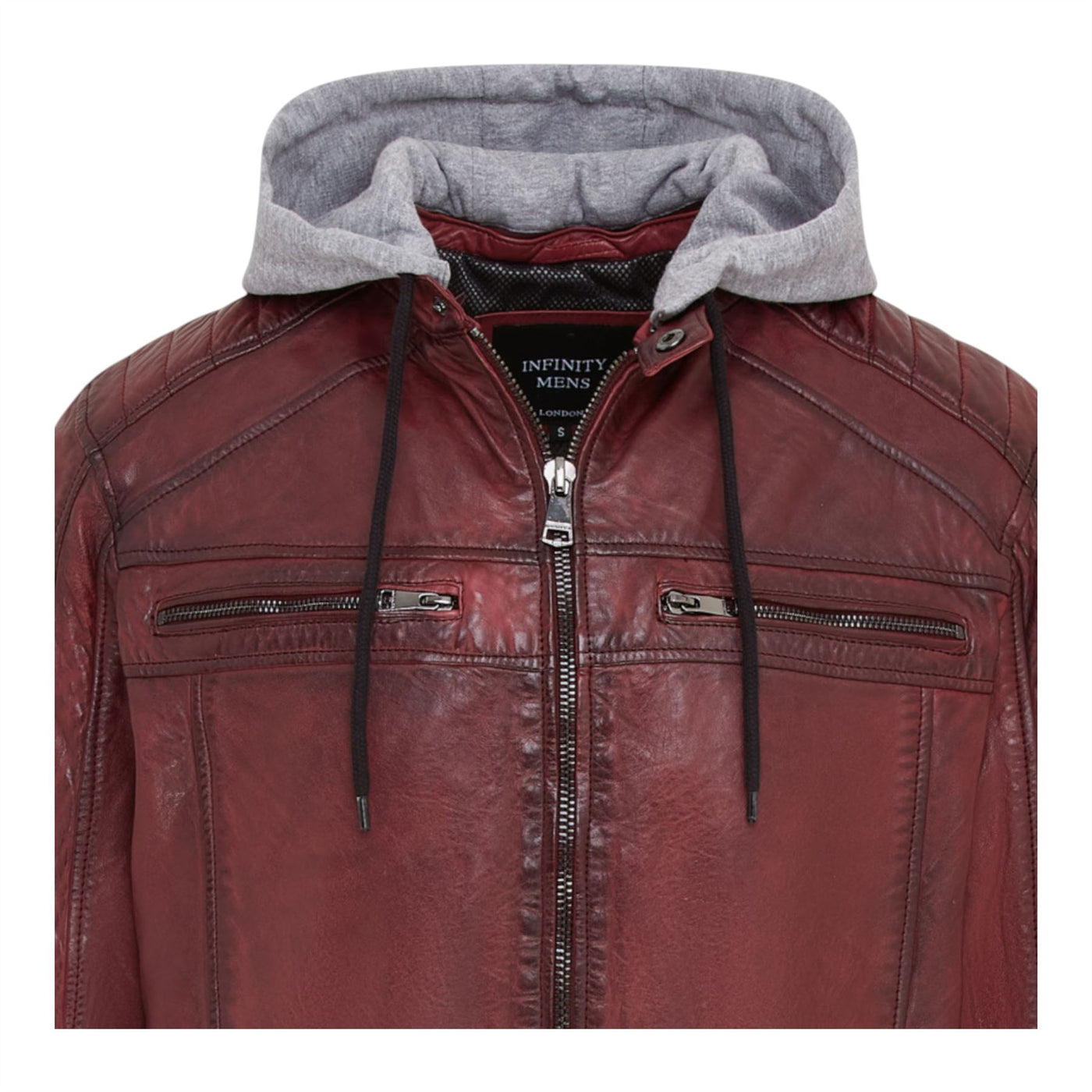 Men's Hooded Biker Lamb Leather Jacket - Burten
