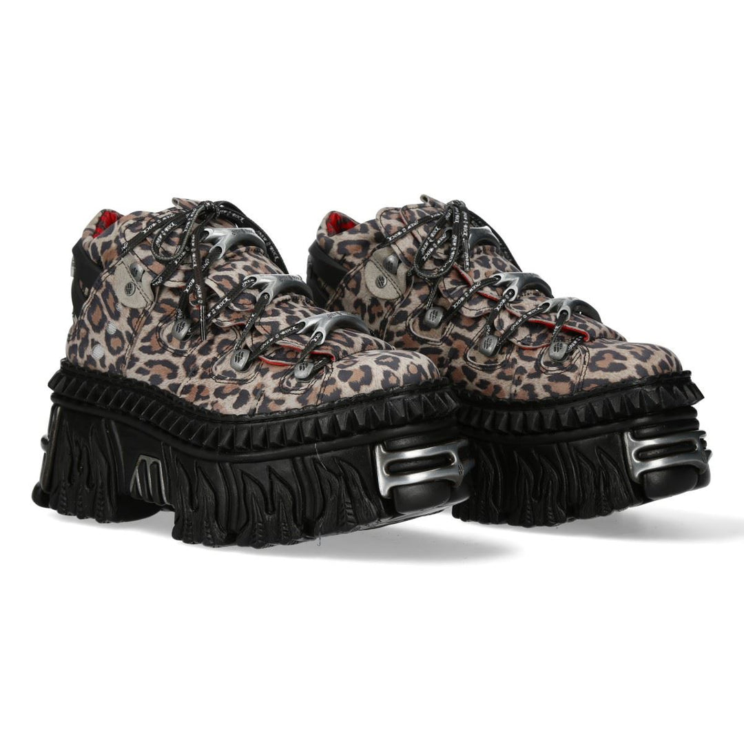 New Rock M-106WALL-C56 Leopard Print Leather Gothic Platform Ankle 