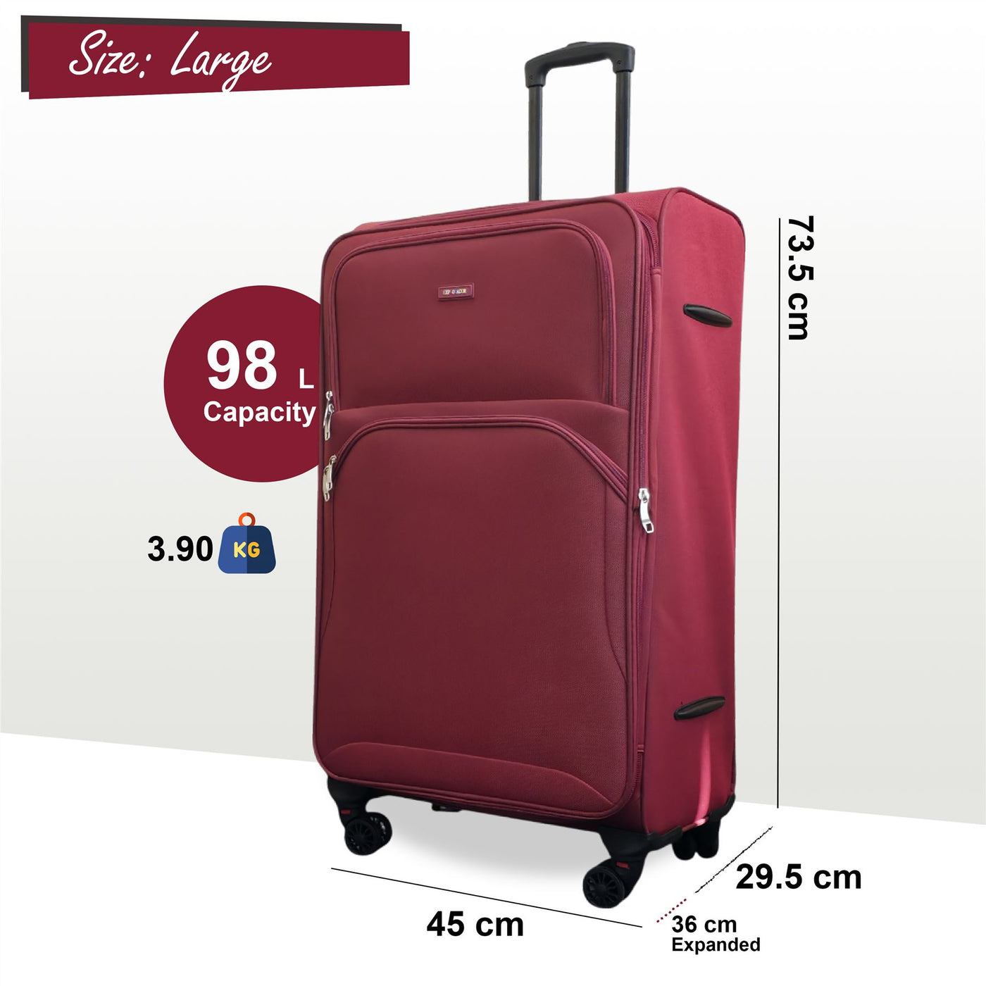 Expandable Soft 8 Wheel Lightweight Suitcase Luggage Travel Bags Set