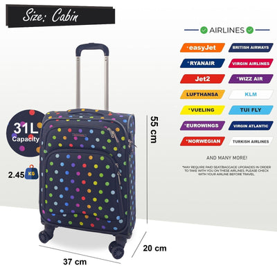 Lightweight Print Suitcases 8 Wheel Luggage Travel Soft Bags Set