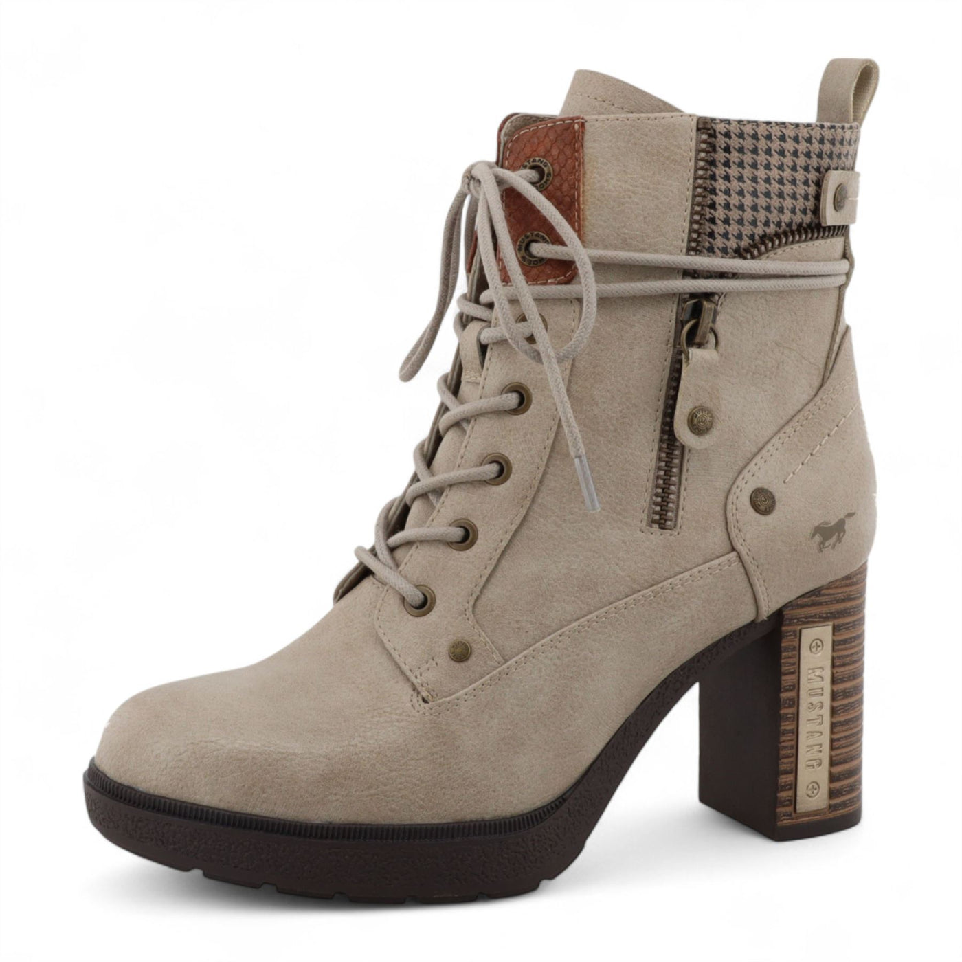 Mustang Women's Off-White High-Heeled Ankle Boots