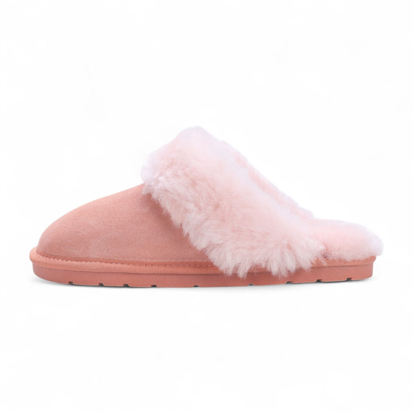 Women's Genuine Sheepskin Pink Suede Mule Winter Slippers - Luna
