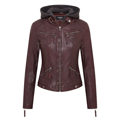 Womens Hooded Classic Biker Jacket - Brazzaville