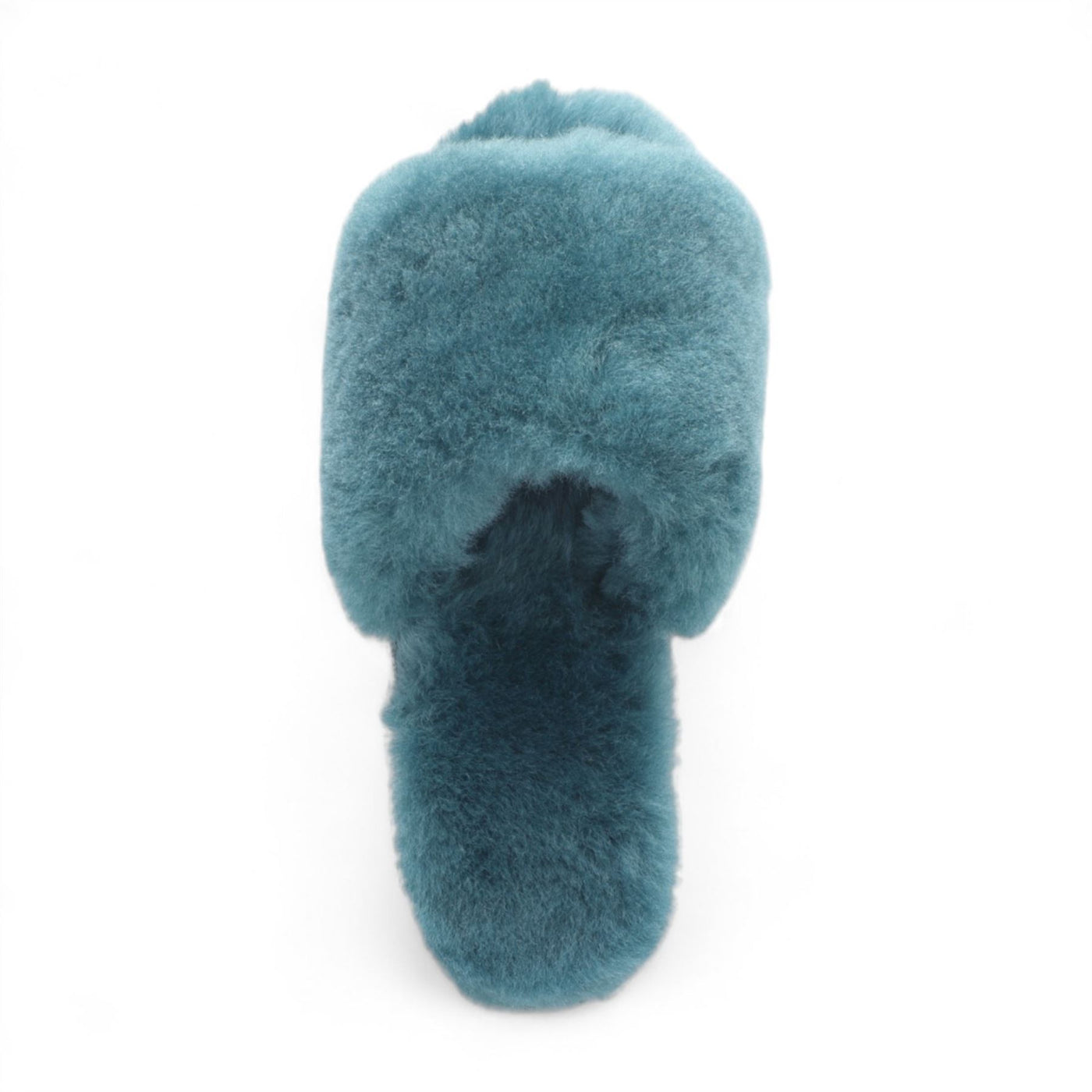 Women's Sheepskin Slippers Teal Warm Winter Fur Sliders - Nordic